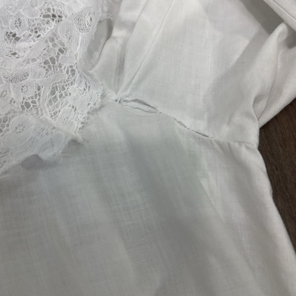 Edwardian antique Elegant White Lace Nightgown maxi long - Picture 8 of 11